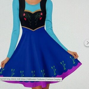 Frozen Anna Blue and Purple Long-Sleeve Dress medium women’s